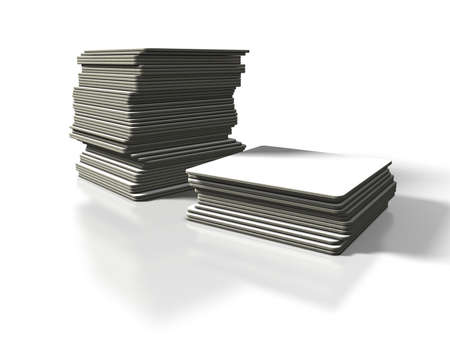 blank beer coaster isolated on white backgroundの写真素材