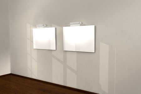 Museum Gallery blank on white backgroundの写真素材