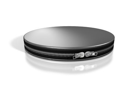 DVD and CD metal case on white backgroundの写真素材