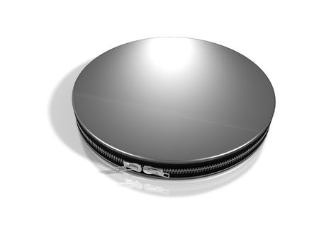 DVD and CD metal case on white backgroundの写真素材
