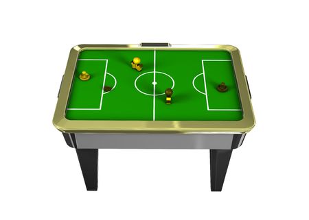 tabletop air hockey yellow and black on white backgroundの写真素材
