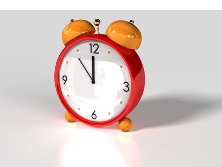 alarm clock orange on white backgroundの写真素材