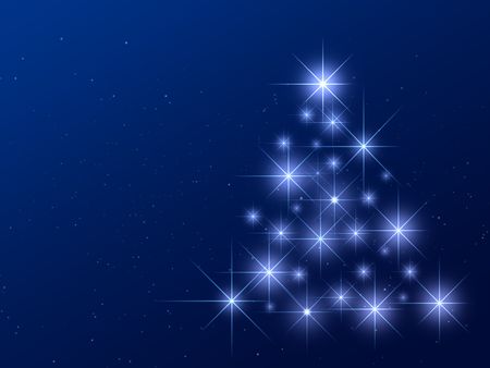 Abstract stars christmas tree on blue backgroundの写真素材