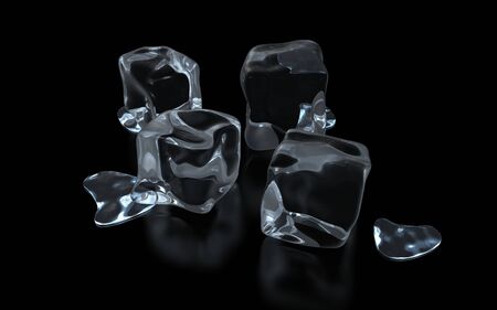 an ice cube on a glass surface の写真素材