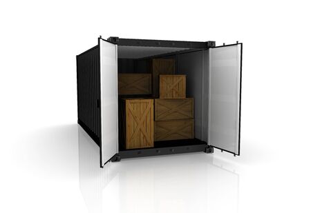 3D render of a freight container on white backgroundの写真素材