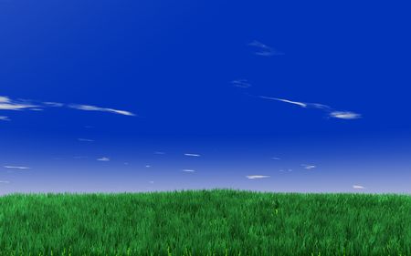 green fields on the blue skyの写真素材