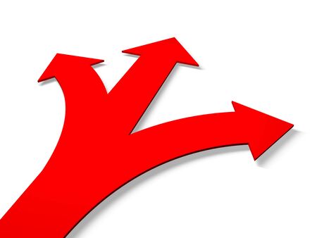 Row Red target with arrow on white の写真素材