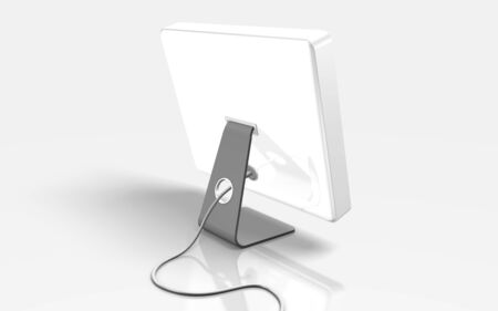 white flat computer on white backgroundの写真素材