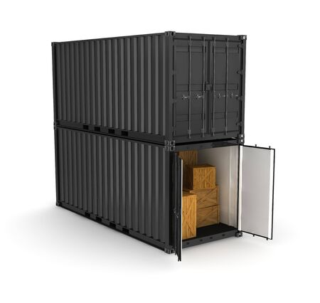 black container on white backgroundの写真素材