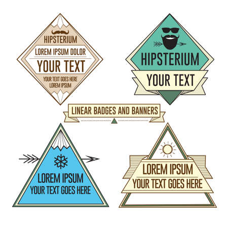 Colorful triangular vector Badges,emblems,labels and items setのイラスト素材