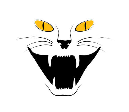 Cat face black white and yellow sketch vector illustrationのイラスト素材