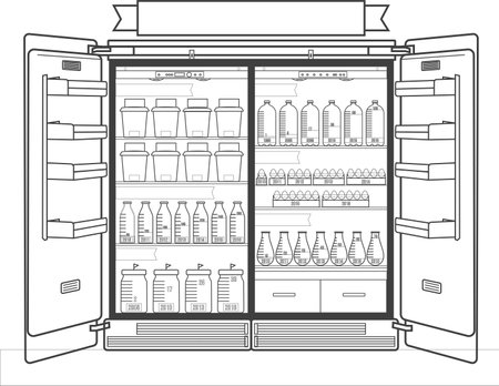 Refrigerator supply charts concept line vector illustrationのイラスト素材