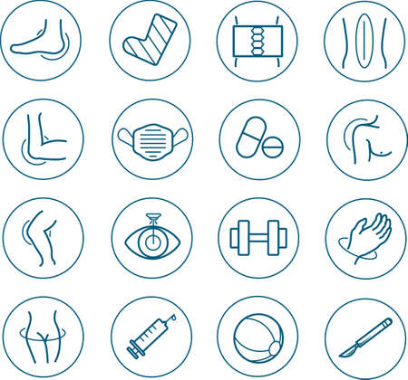 Physiotherapy and orthopedic medical vector icon setのイラスト素材