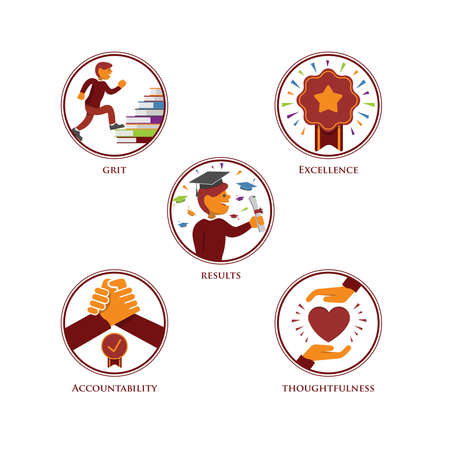 Student academic struggle to study and bachelor degree iconsのイラスト素材