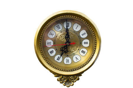 Isolated luxury vintage old golden clock face