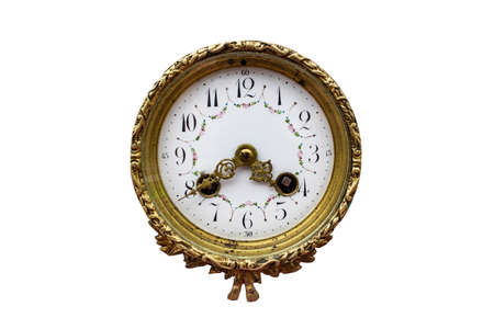 Old vintage decorated gold analog clock faceの写真素材