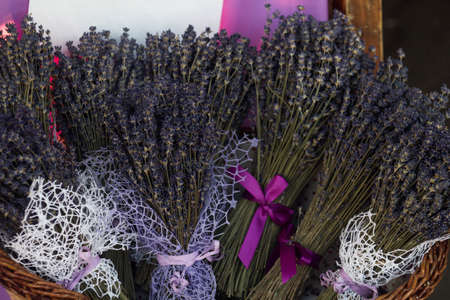 Boquet of beautiful fresh organic levander on the marketの写真素材