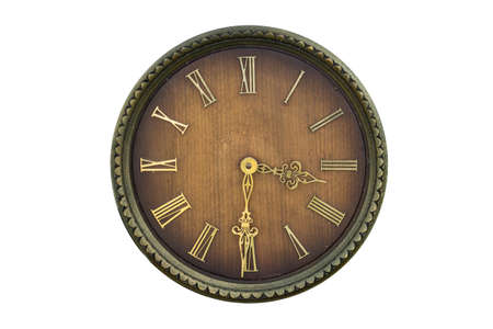Vintage old wooden roman lettered clock faceの写真素材