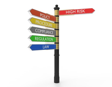 Street sign with compliance topicsの写真素材