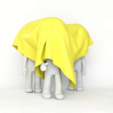 Men under a blanketの写真素材