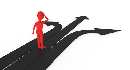 Person pauses to consider options and make a choiceの写真素材