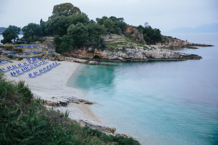 View of Cosy Beautiful Beach in Corfu, Greece