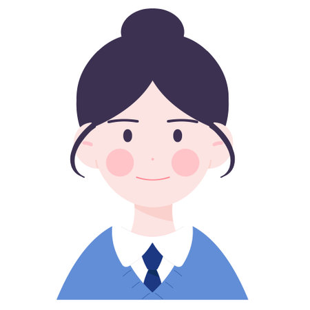 Cute and simple illustration of a schoolgirl wearing school uniform.のイラスト素材