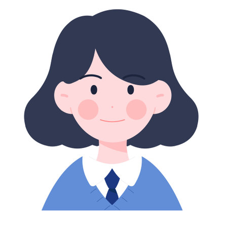 Schoolgirl in uniform. Vector illustration in a flat style on a white background.のイラスト素材