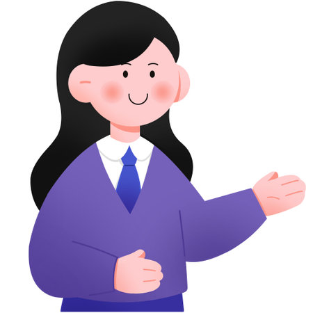 Illustration of a young businesswoman giving a thumbs up gesture.のイラスト素材