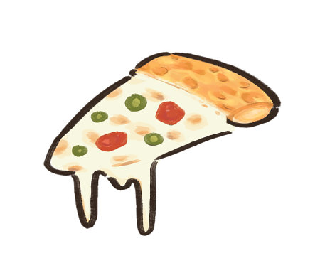 Illustration of a slice of pizza isolated on a white background.のイラスト素材