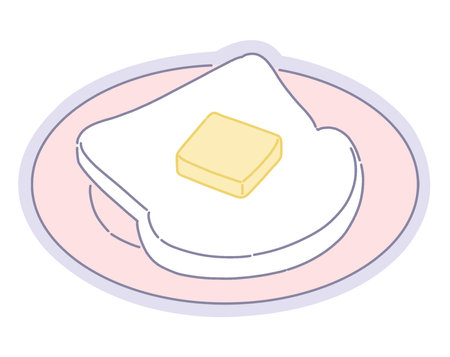 Illustration of a piece of butter on a plate on a white backgroundのイラスト素材
