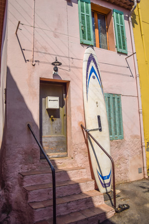 House entrance with surf boardの写真素材