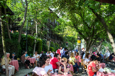 Eyup, Istanbul / Turkey - May 1 2013: A coffe on Pierre Loti Hillのeditorial素材