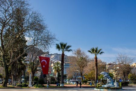 Mudanya, Bursa / Turkey - January 28 2019: Mudanya central square and parkのeditorial素材