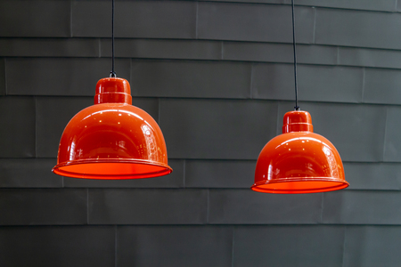 Ceiling lamp on gray backgroundの写真素材