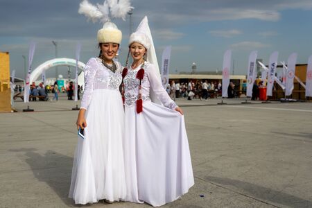 Istanbul / Turkey - October 04 2019: 4. Ethnospor cultural festival. Young girls with traditional clothesのeditorial素材