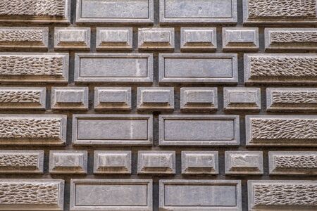 Concrete wall with rectangular geometric patternの写真素材