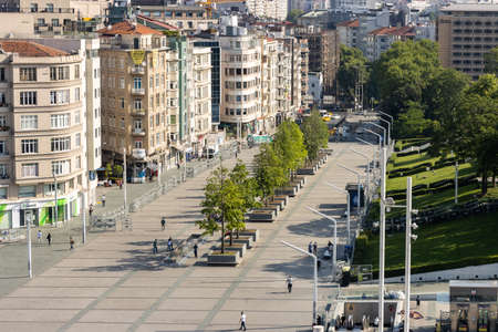 Taksim, Istanbul, Turkey - June 26 2021: Istanbul city center, Taksim Square and Gezi Park aerial view. Popular touristic destinationのeditorial素材