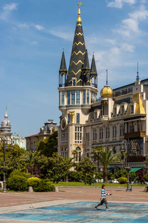 Batumi, Georgia - May 15 2022: Europe Square. Astronomical Clock in the city center of Batumiのeditorial素材
