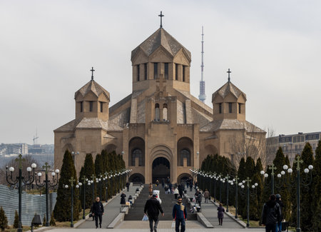 Yerevan, Armenia February 13 2024: Saint Gregory The Illuminator Cathedralのeditorial素材