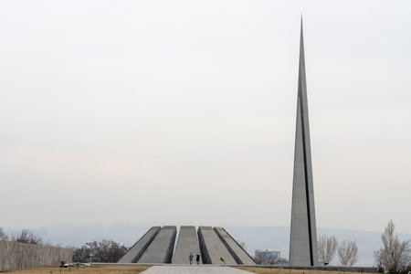 Yerevan, Armenia February 14 2024: Armenian genocide memorial. It is a monument built for the Armenian genocide committed by the Ottoman Empire between 1915 and 1926のeditorial素材