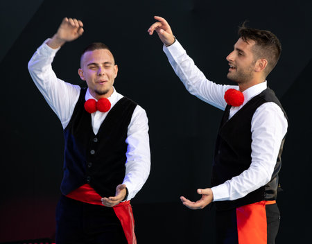 Istanbul, Turkey June 06 2024: Sicilian folk dance group dancing in their traditional costumes at the cultural festival in Istanbulのeditorial素材