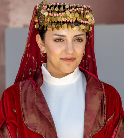 Istanbul, Turkey June 06 2024: A Turkish young girl in her traditional dress at the Istanbul cultural festivalのeditorial素材