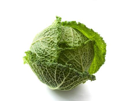 head of fresh cabbage on a white background ïîèñê