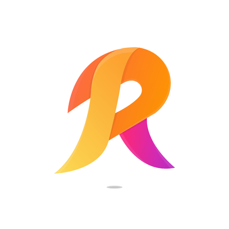 Funny R letter shape elements logo design vector icon signのイラスト素材