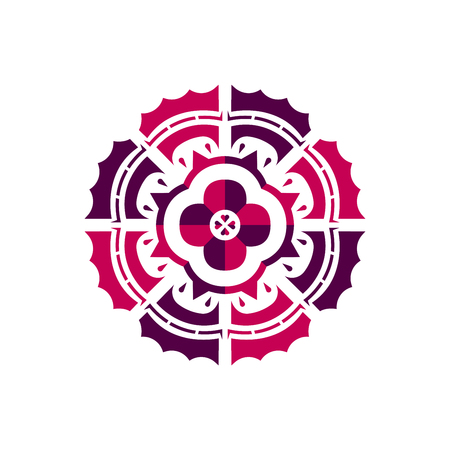 Kaleidoscope flower ornament. Flower medallion sign decoration tracery.のイラスト素材