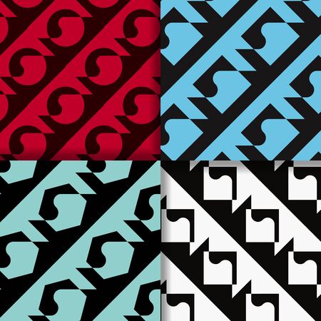 Set of geometric retro seamless patterns.のイラスト素材