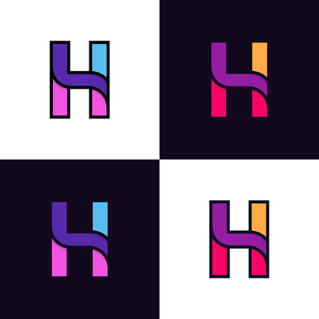 Clean colorful letter H logo icon sign flat design.のイラスト素材