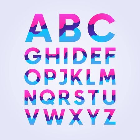Alphabet flat decorated letters. Creative typographic elements.のイラスト素材