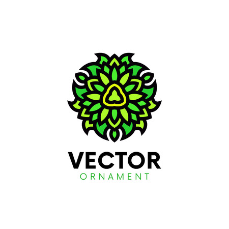 Flat eco sign organic symbol, clean nature logo ornament.のイラスト素材